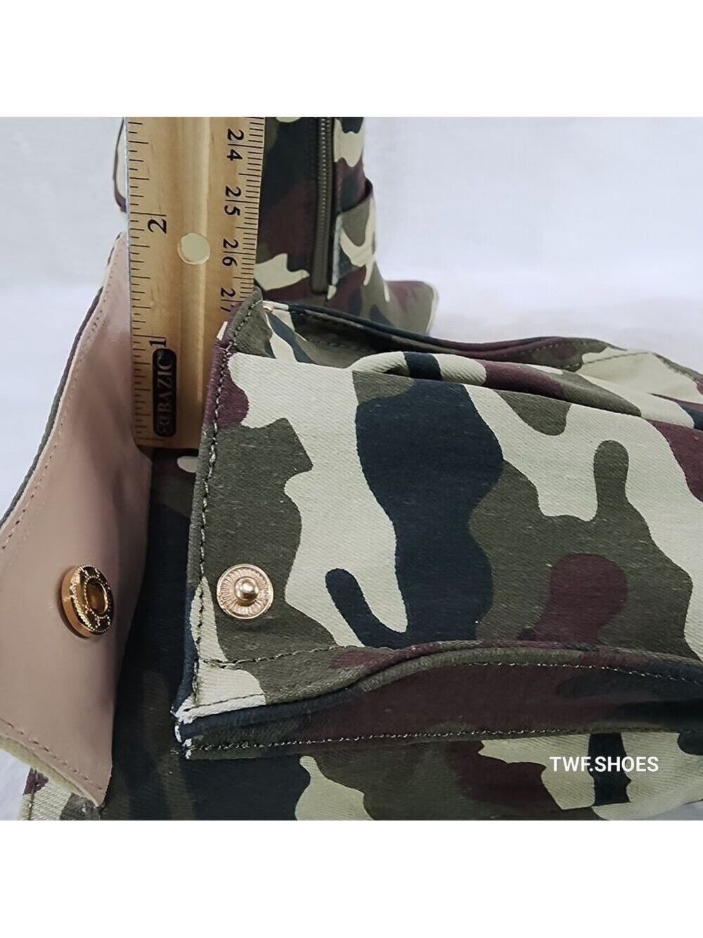 Army Girlz Canvas Camouflage Camo Cargo Knee High Stiletto Heel Boots - Picture 12 of 12